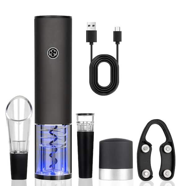 Rechargeable Electric Wine Bottle Opener Set with Automatic Corkscrew Foil Cutter Stopper Aerator Pourer