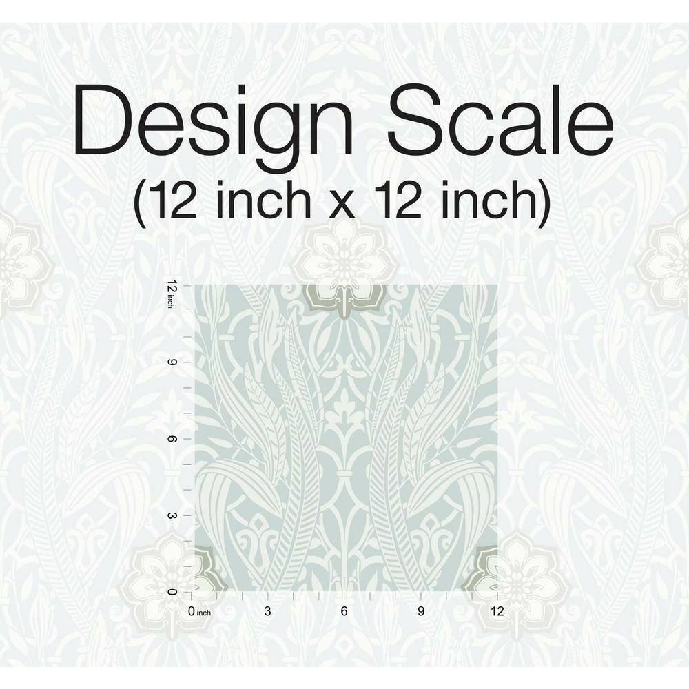 Gatsby Blue Damask Pre-pasted Removable Wallpaper
