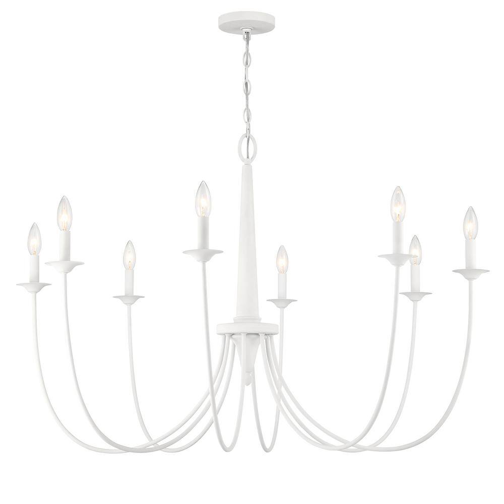 Bisque White 8-Light Metal Candle Chandelier