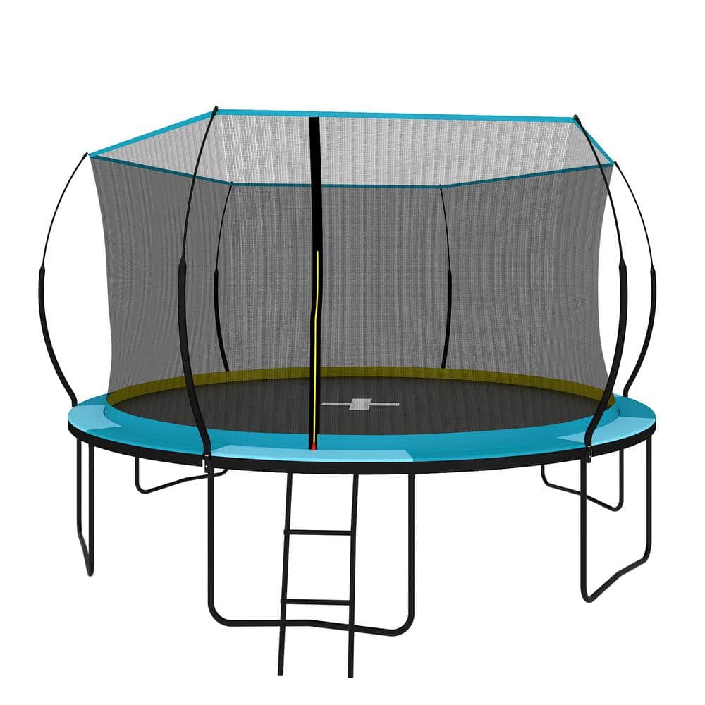 14 ft. Outdoor Recreational Trampoline with Enclosure Net Ladder for Kids A