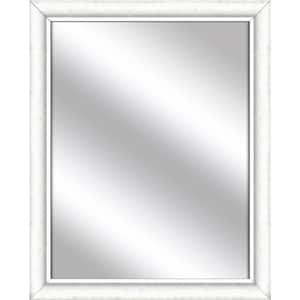 Medium Rectangle White Art Deco Mirror (31.5 in. H x 25.5 in. W)