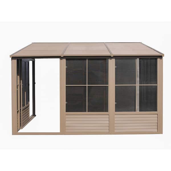 Florence Add-A-Room Wall Mounted Solarium 10 ft. x 12 ft. with Metal Roof in Sand