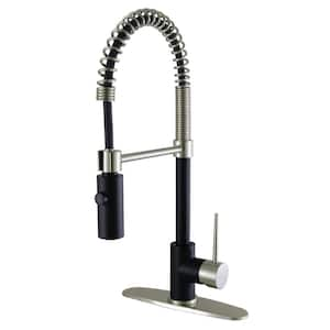 New York Single-Handle Pull-Down Sprayer Kitchen Faucet in Matte Black/Brushed Nickel