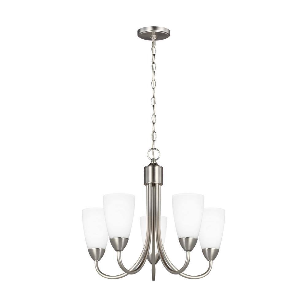 Seville Brushed Nickel 5-Light Mini Chandelier with Etched Glass