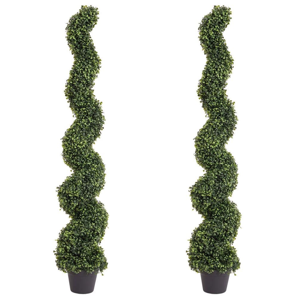 5 ft. Artificial Evergreen Boxwood Spiral Topiary Tree in Pot for Outdoor Landscaping Decor price history on PriceWatchPro