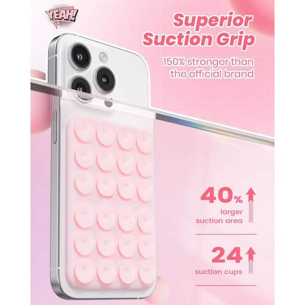 OBJLGEV Magnetic Suction Phone Mount for MagSafe Case Silicone Sticky Grip Holder iPhone 16/15/14/13/12 Light Pink OBJLGEV Magnetic Suction Phone Mount for MagSafe Case Silicone Sticky Grip Holder iPhone 16/15/14/13/12 Light Pink