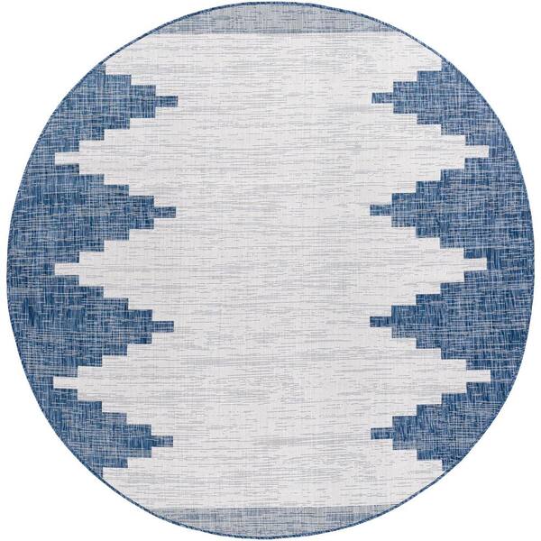 Lageli Navy 6 ft. 7 in. Round Indoor/Outdoor Area Rug