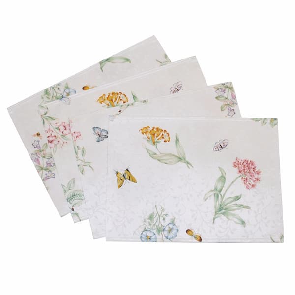 Lenox Butterfly Meadow Damask Placemats, Set of 4, Multicolor - 13"W x 18"L