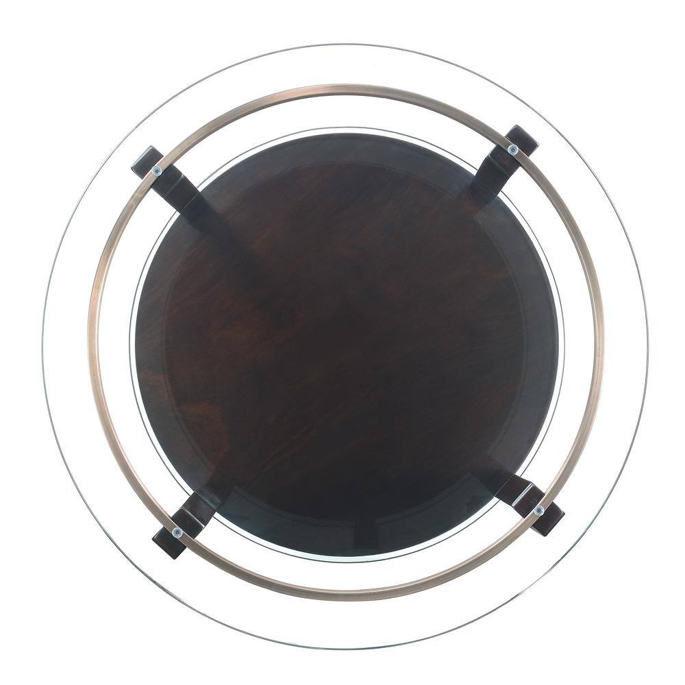 Espresso Finish Glass Top Coffee & End Table Set with Casters