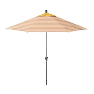 9 ft. Grey Aluminum Market Patio Umbrella with Crank Lift and Push-Button Tilt in Donovan Garden Pacifica Premium