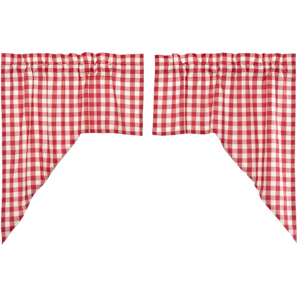 1 red and white Buffalo Check Tie up Shade, Designer Valance , Plaid  Valance, Modern Home Decor, Nursery Decor, Kitchen Curtain