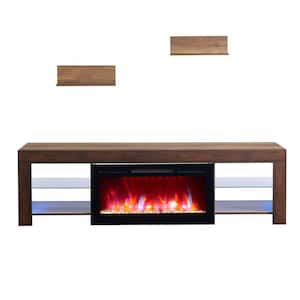 79 in. TV Stand in Rustic Oak with 36 in. Electric Fireplace