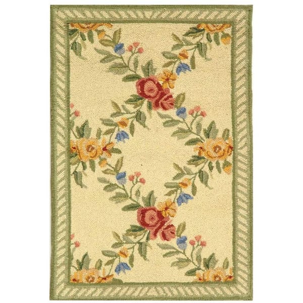 SAFAVIEH Chelsea Ivory 2 ft. x 3 ft. Diamonds Floral Border Area Rug