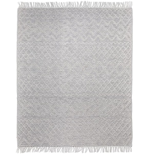 Jeffers Ivory Brown 8 ft. x 10 ft. Rectangle Solid Pattern Polyester Wool Cotton Runner Rug