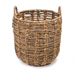 Laurel Bohemian Hand-Woven Abaca Basket with Handles, Natural