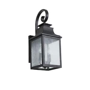 1-Light Black Wall Sconce Outdoor with Glass