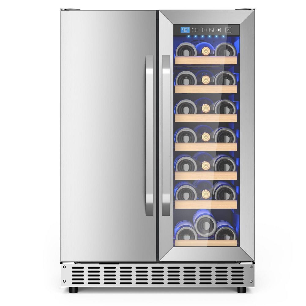 24 in. Built-in Dual Zone Wine and Beverage Refrigerator with 21 Bottles and 70 Cans, French Door-Stainless Steel price history on PriceWatchPro