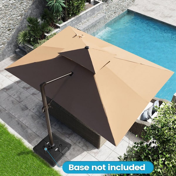 13 ft. x 10 ft. Double Top Rectangle Cantilever Patio Umbrella in Tan