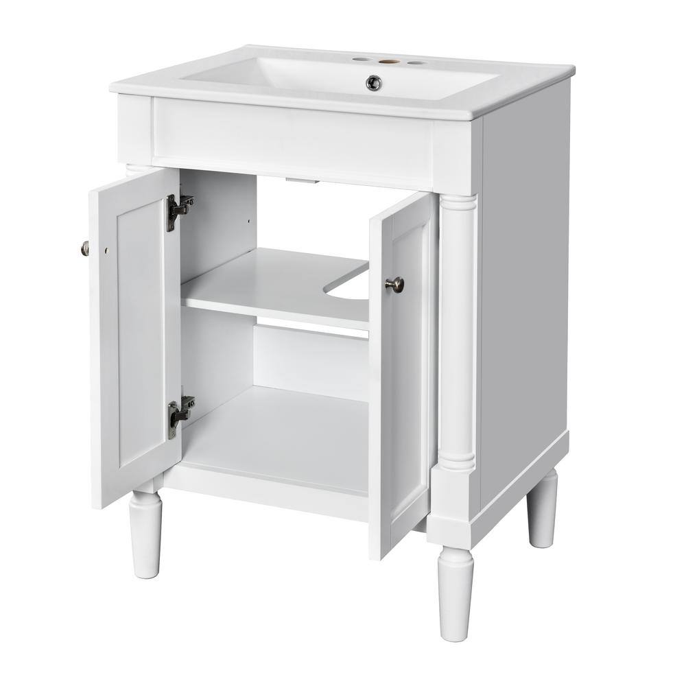 24 in. W x 18.1 in. D x 33.7 in. H Bathroom White Linen Cabinet price history on PriceWatchPro