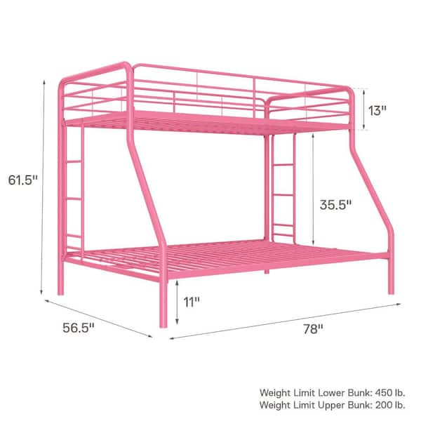 Pink twin over full bunk outlet bed