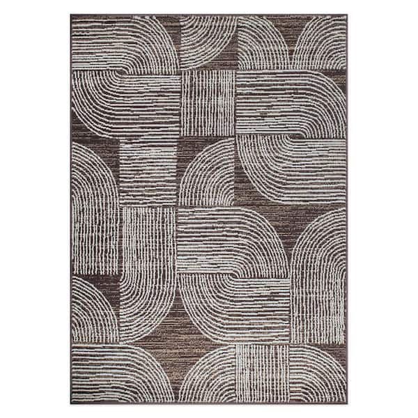 World Rug Gallery Milan 5 ft. X 7 ft. Brown Contemporary Bohemian Arch Area Rug