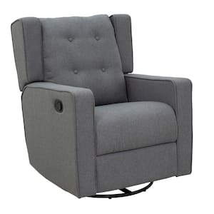 Grey Polyester Swivel Gliding Relciner Chair