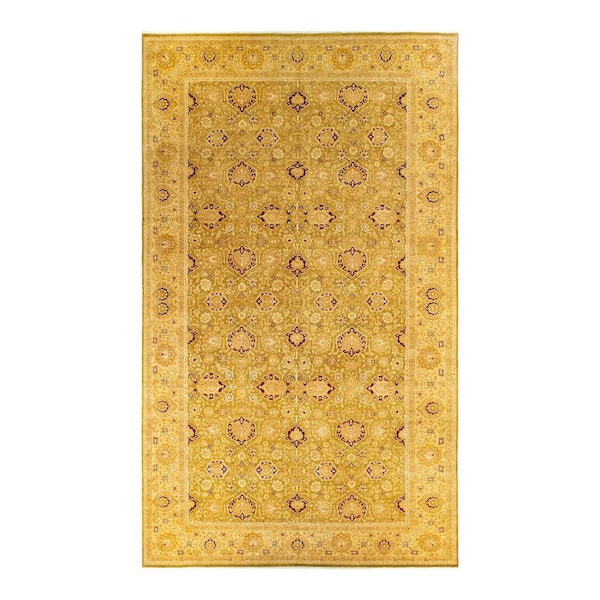 Mogul Green 12 ft. x 18 ft. Oriental Wool Indoor Area Rug