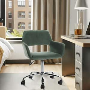 Ross Velvet Adjustable Height Seat with Upholstery and Mid-Back Support Office Chair in Aqua for Ergonomic, with Arms