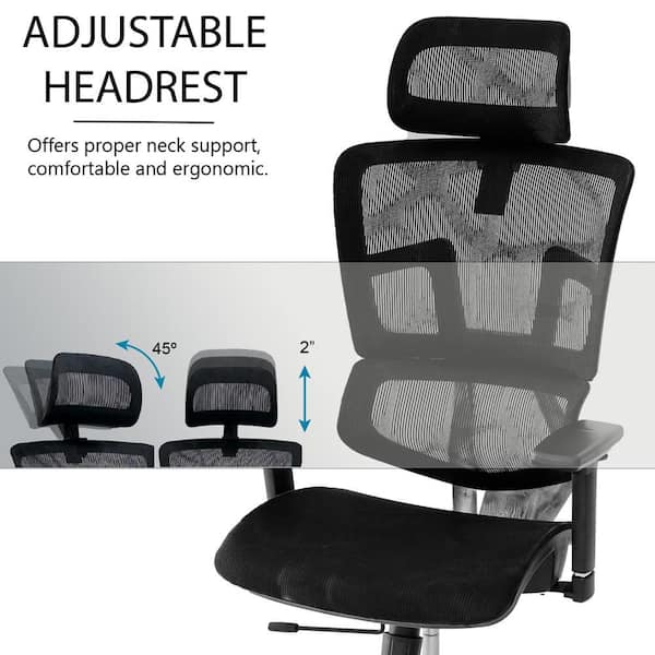49-53"H Gray Ergonomic Office Chair Height Adjustable, Breathable Mesh Fabric, Adjustable Headrest and Armrests