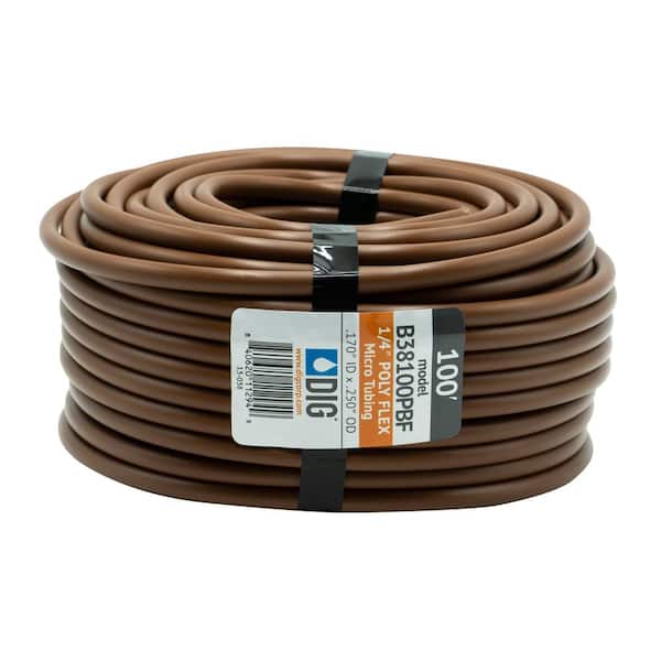 DIG 1/4 in. x 100 ft. Poly Flex Micro Tubing Roll, Brown B38100PBF - The  Home Depot