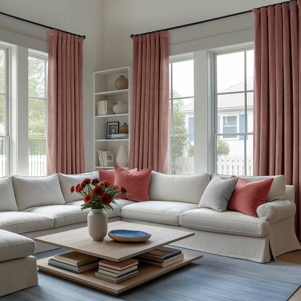 Wild Rose Velvet Rod Pocket Room Darkening Curtain - 50 in. W x 96 in. L Single Panel Window Velvet Curtain