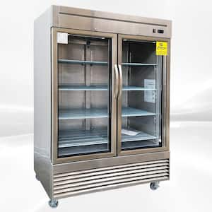 54 in. 47 cu. ft. Commercial 2 Glass Door Reach In Refrigerator in Stainless Steel