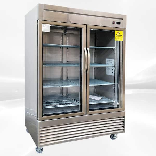 Cooler Depot 54 in. 47 cu. ft. Commercial 2 Glass Door Reach In Refrigerator in Stainless Steel
