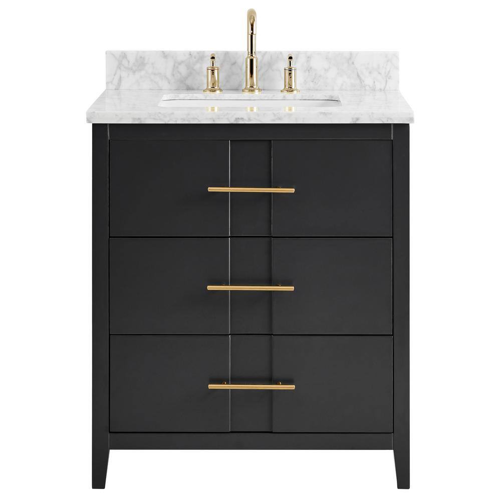 Emblem 30 in. W x 21 in. D x 34 in. H Single Sink Bath Vanity in Black with Carrara Marble Top and Ceramic Basin price history on PriceWatchPro