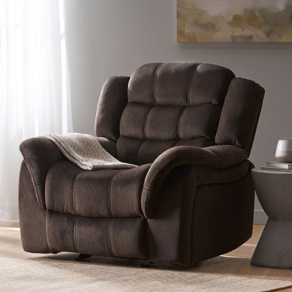 Brown Plush Glider Recliner with Adjustable Backrest