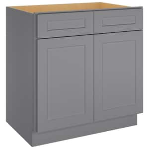33 in. W x 24 in. D x 34.5 in. H in Shaker Grey Plywood Ready to Assemble Floor Sink Base Kitchen Cabinet
