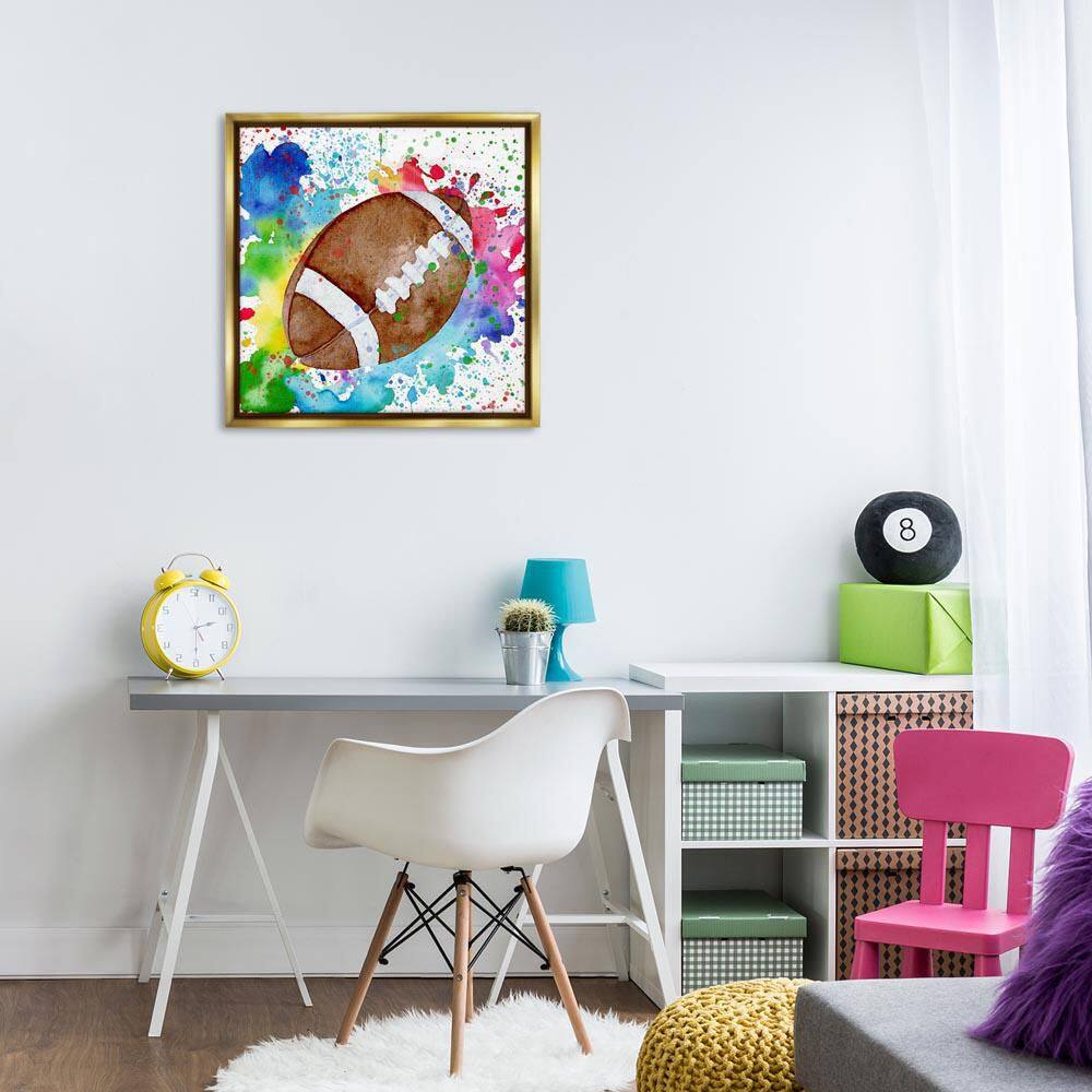 Vivid Splash & Football by Kim Allen Gold Floater Frame Sports Graphic Art Print 25 in. x 25 in. price history on PriceWatchPro
