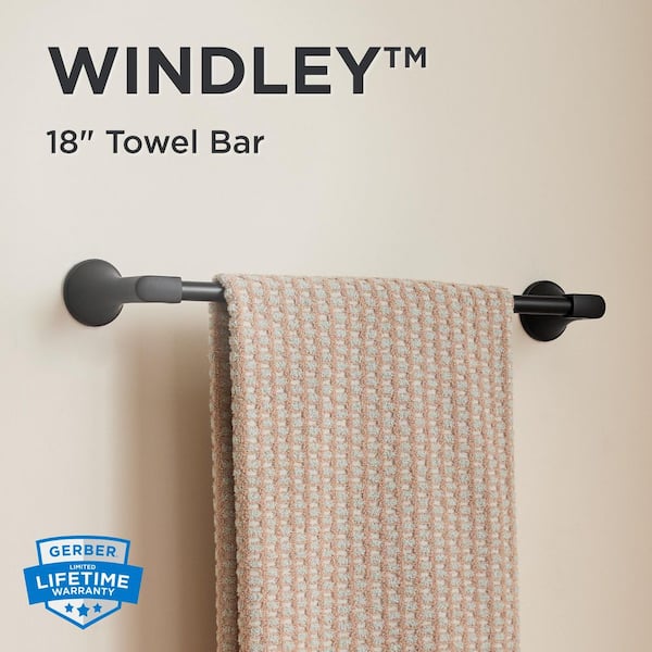 Windley 18 in. Wall Mounted Towel Bar in Satin Black