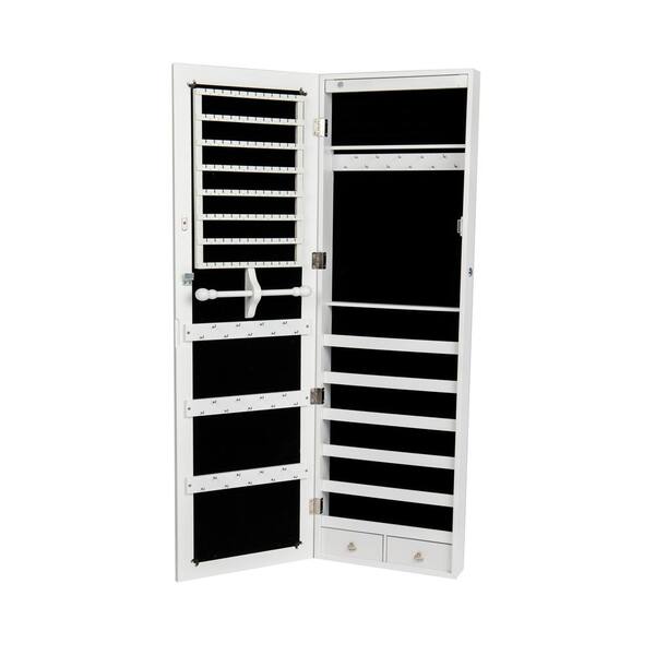 Mind Reader White Lockable Jewelry Organizing Armoire Storage Cabinet Jmir6led Wht The Home Depot Mind Reader White Lockable Jewelry, Lockable Jewelry Armoire
