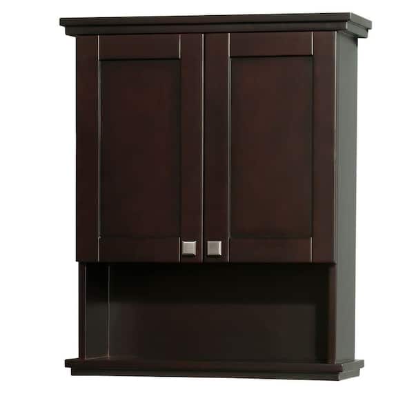 Wyndham Collection Acclaim 25 in. W x 30 in. H x 9-1/8 in. D Bathroom Storage Wall Cabinet in Espresso