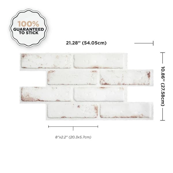 Brik Toscana White / Red 21.28 in. x 10.86 in. Vinyl Peel and Stick Tile (2.42 sq. ft./ 2-pack)