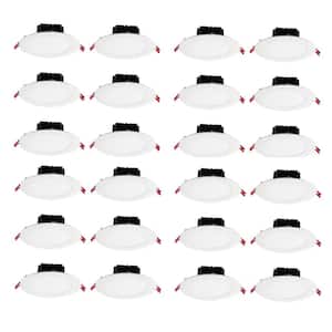 6 in. Canless White Flush Round Wet Rated New Construction and Remodel Integrated LED Recessed Light Kit (24-Pack)