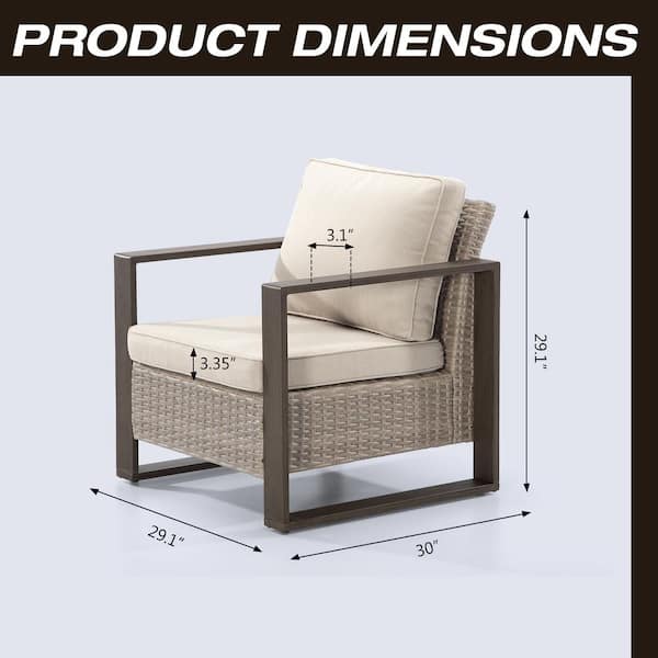 JOYSIDE 2-Piece Patio Wicker Outdoor Lounge Chair with Metal Frame and  Beige Cushions M27-BGE-THD - The Home Depot