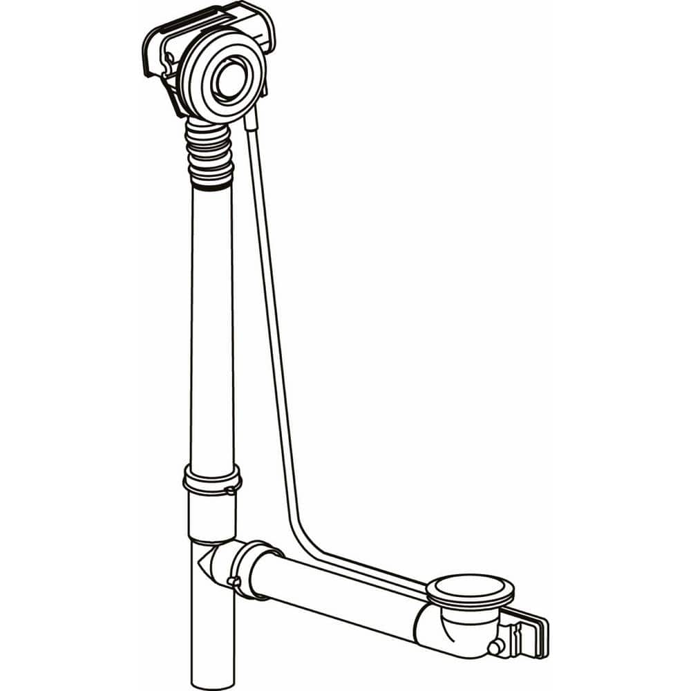 White Plastic and Chrome Tub Drain with Overflow Assembly