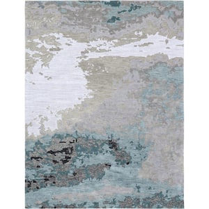 E1682 Blue 7 ft. 6 in. x 9 ft. 6 in. Hand Tufted Modern Wool and Viscose Area Rug
