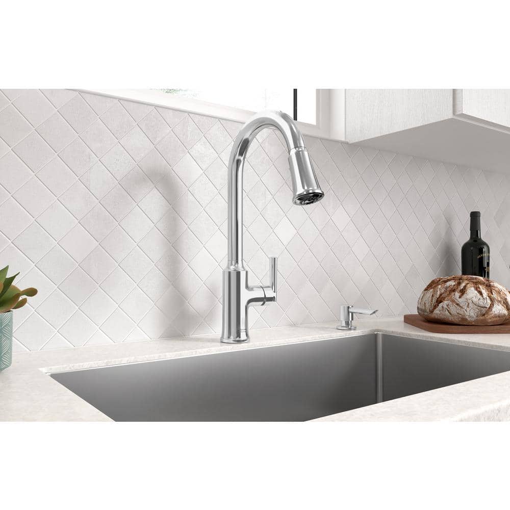 Matte Black Pull-Down Kitchen Faucet with Soap Dispenser