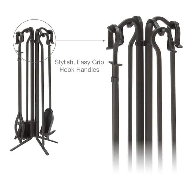 UniFlame 25 in Fire Set Accessories Black Metal Durable Fireplace Tools Stylish 