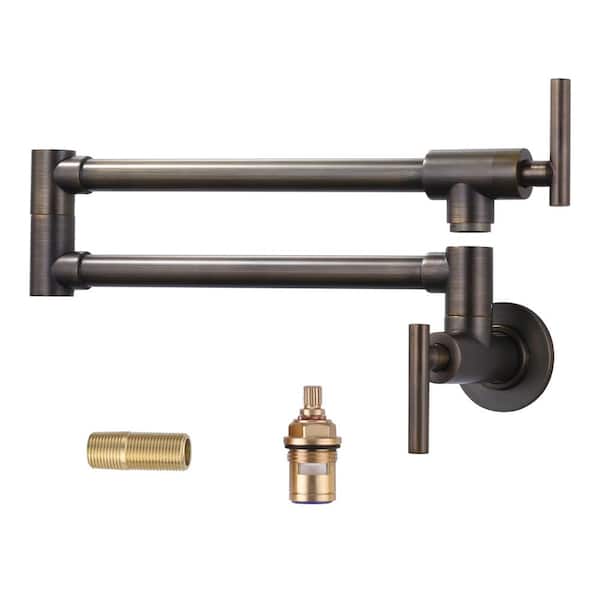 ALEASHA Folding Wall Mounted Pot Filler Faucet in Antique Bronze