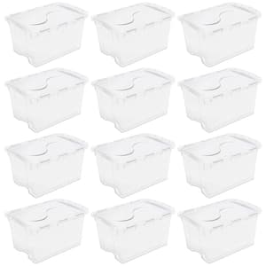 1914 Single 48 Quart Clear Hinged Lid Storage Tote Container (12 Pack)