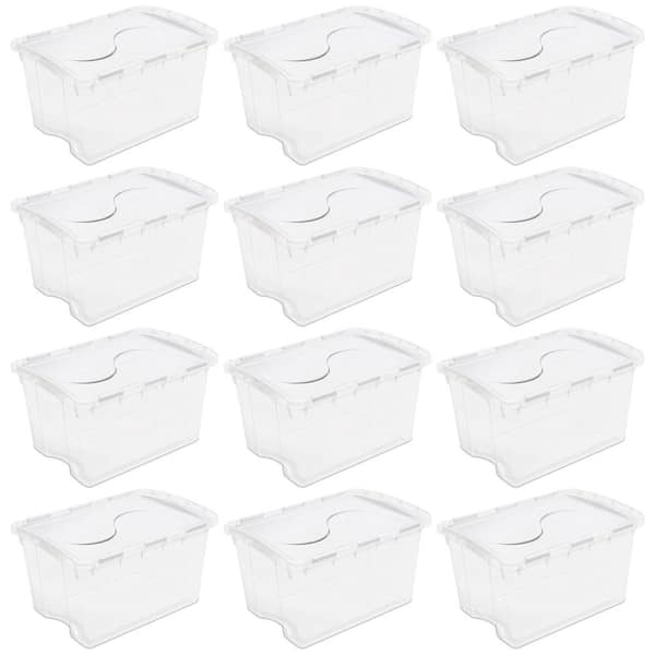 1914 Single 48 Quart Clear Hinged Lid Storage Tote Container (12 Pack)